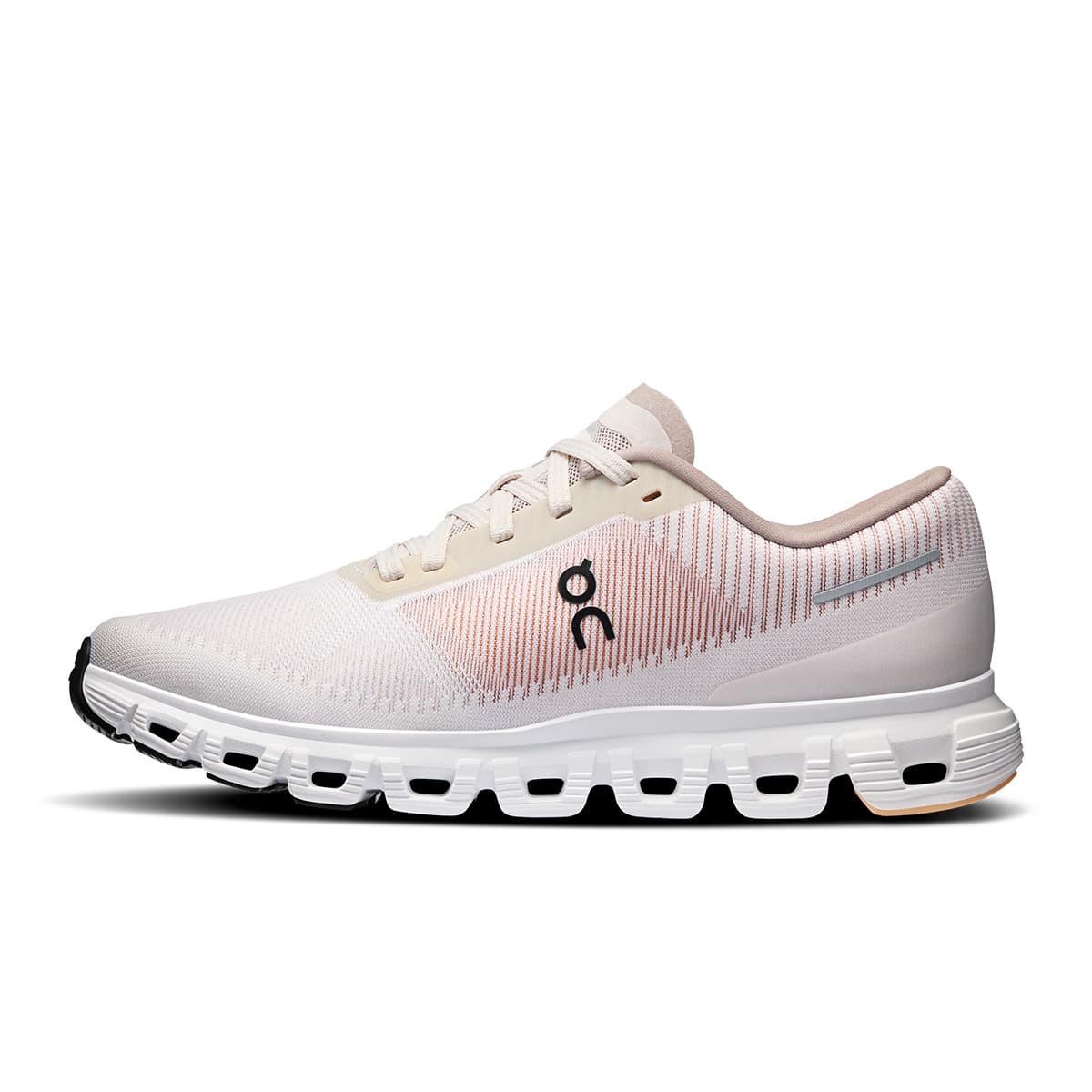 Left side view of the On Cloud 6 Push Pearl-Sandstone women’s running shoe #color_pearl-sandstone