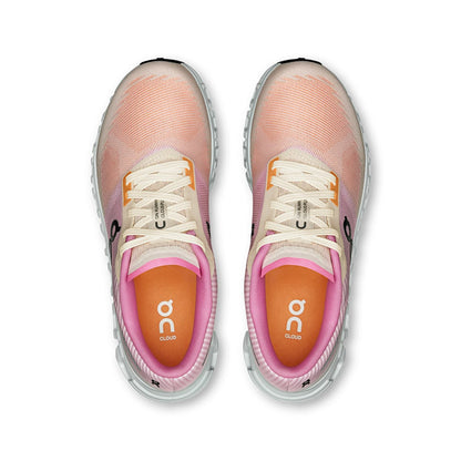 Top view of the On Cloud 6 Push Tangerine-Raspberry women’s running shoes 