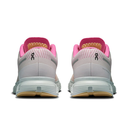 Back view of the On Cloud 6 Push Tangerine-Raspberry women’s running shoe 