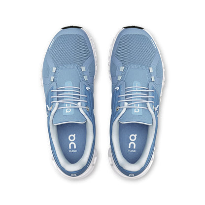 Top view of the On Cloud 6 Chambray-White women’s running shoes 