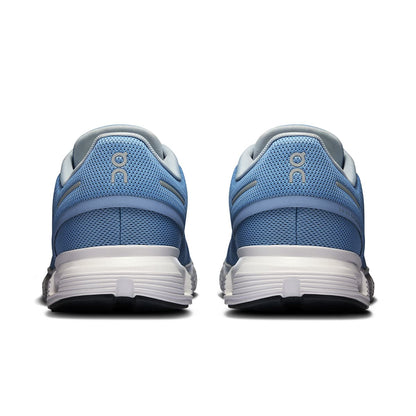 Back view of the On Cloud 6 Chambray-White women’s running shoe 