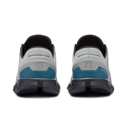 Back view of the On Cloud X 3 Glacier Iron men’s running shoe 