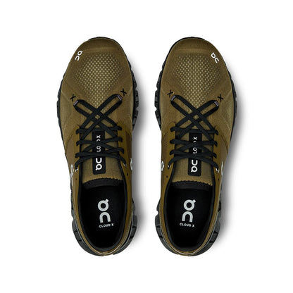 Top view of the On Cloud X 3 Hunter Black men’s running shoes 