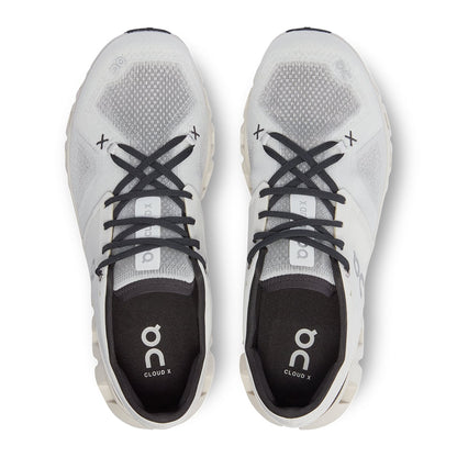 Top view of the On Cloud X 3 Ivory Black men’s running shoes 