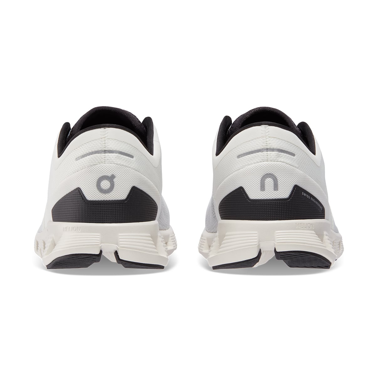 Back view of the On Cloud X 3 Ivory Black men’s running shoe 