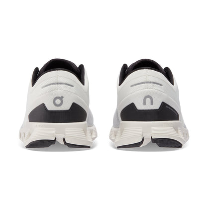 Back view of the On Cloud X 3 Ivory Black men’s running shoe 