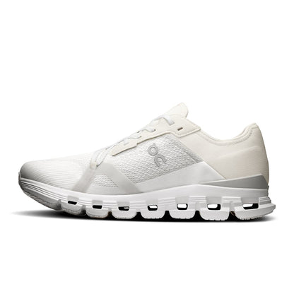 Left side view of the On Cloud X 4 AD White-Wolf women’s running shoe 