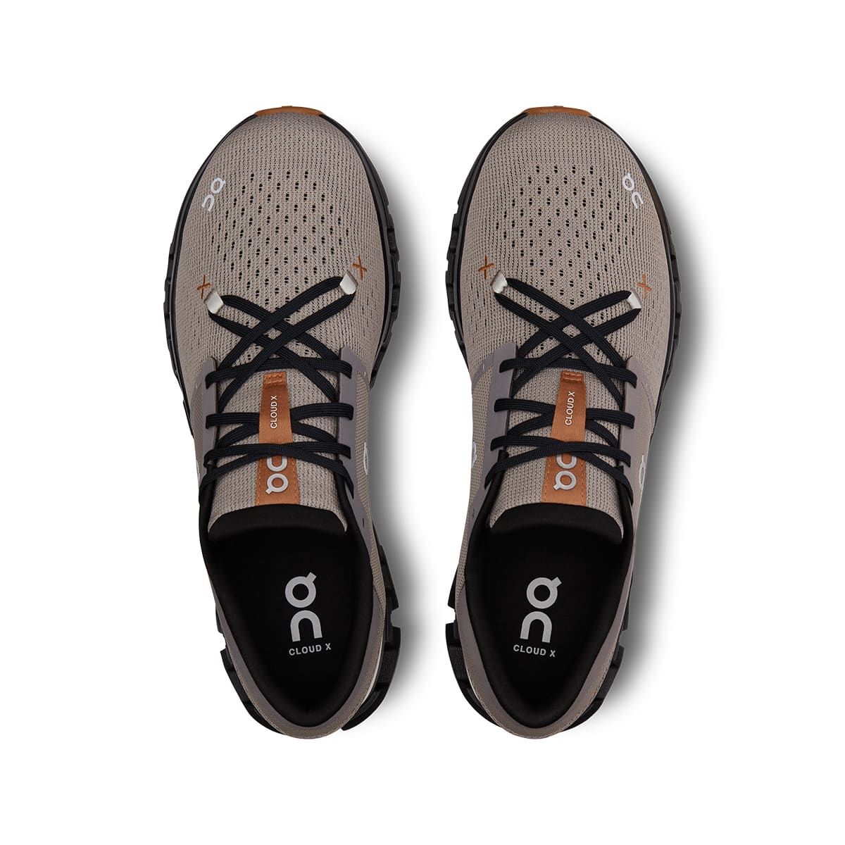 Top view of the On Cloud X 4 Fog-Black men’s running shoes #color_fog-black