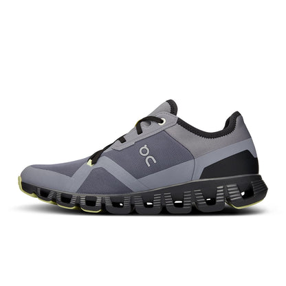 Left side view of the On Cloud X 3 AD Fossil-Hay women’s running shoe 