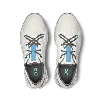 Top view of the On Cloud X 3 AD Undyed-White-Niagara men’s running shoes 