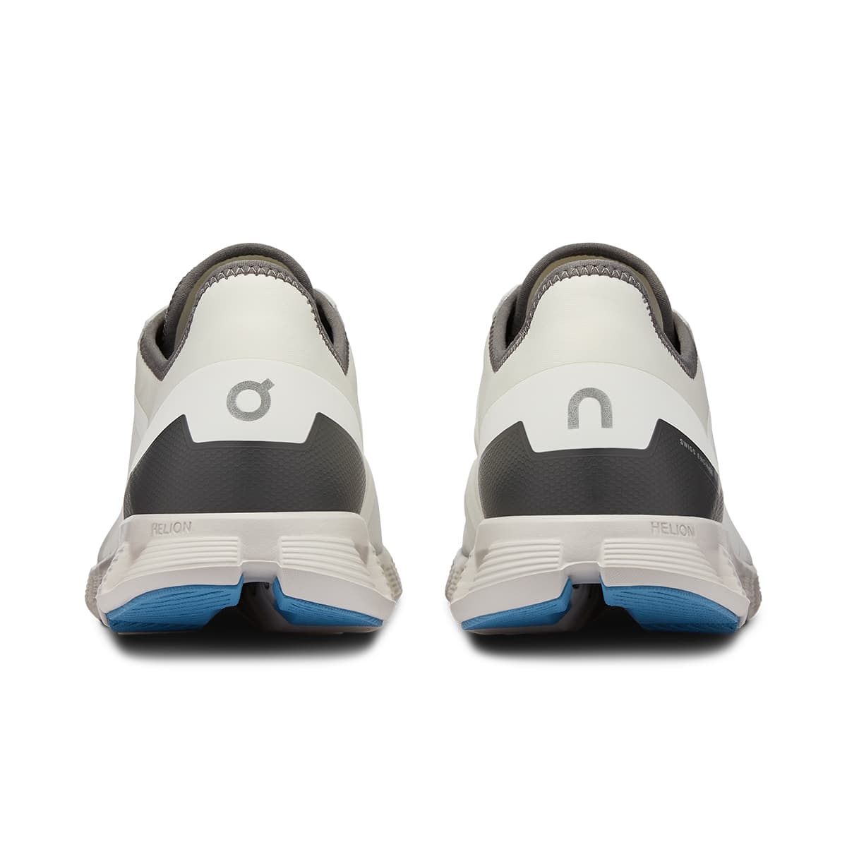 Back view of the On Cloud X 3 AD Undyed-White-Niagara men’s running shoe 