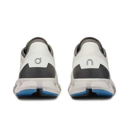 Back view of the On Cloud X 3 AD Undyed-White-Niagara men’s running shoe 