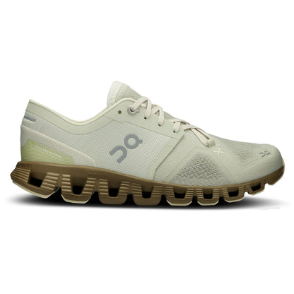 Right side view of the On Cloud X 3 Aloe Hunter women’s running shoe 
