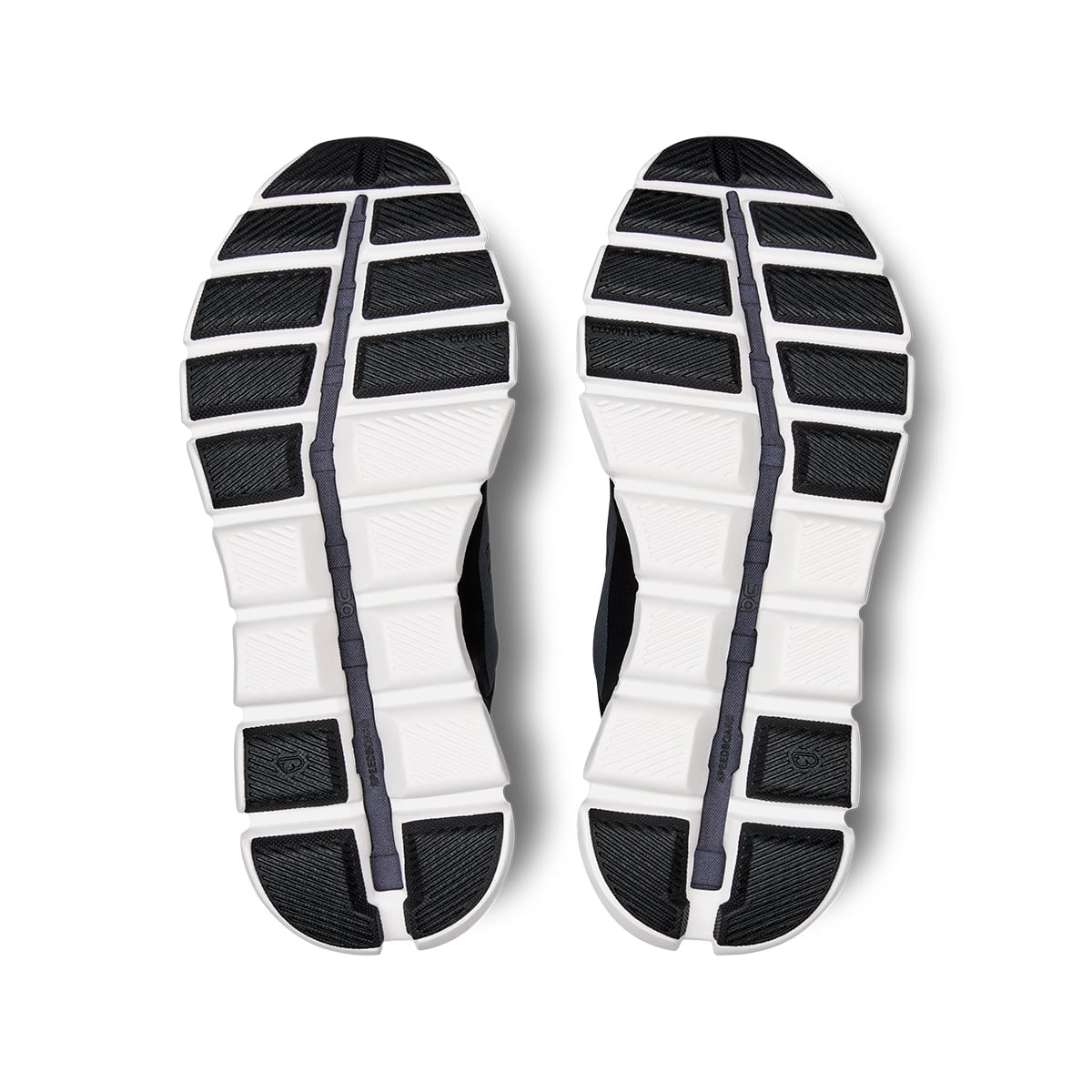 Soles of the On Cloud X3 AD Black-White women’s running shoes 