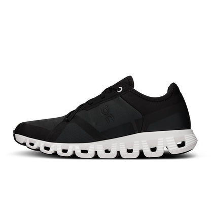 Left side view of the On Cloud X3 AD Black-White women’s running shoe 