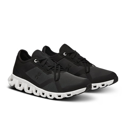 45-degree view of the On Cloud X3 AD Black-White women’s running shoe 