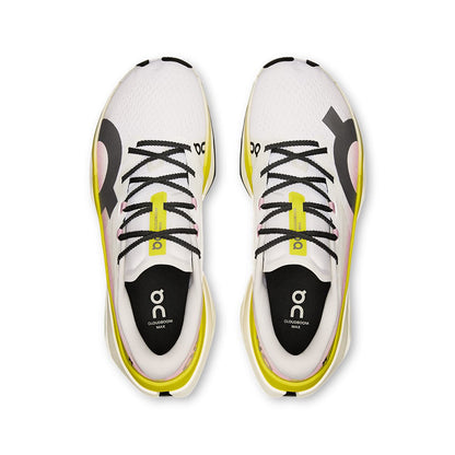 Top view of the On Cloudboom Max Lime-Raspberry men’s running shoes 