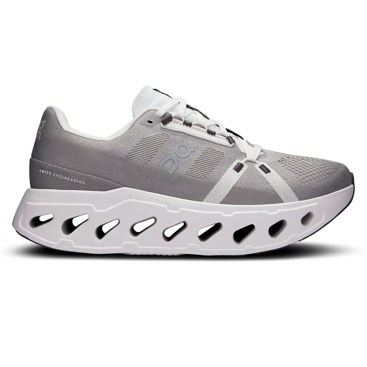 Right side view of the On Cloudeclipse Alloy-White men’s running shoe 