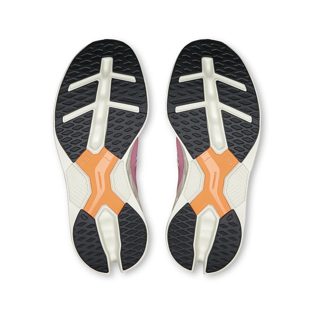 Soles of the On Cloudeclipse Tangerine-Ivory women’s running shoes #color_tangerine-ivory