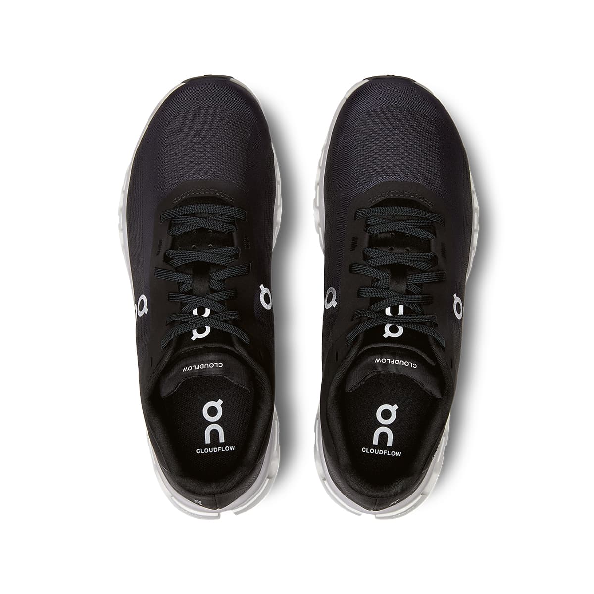Top view of the On Cloudflow 4 Black-White women’s running shoes 