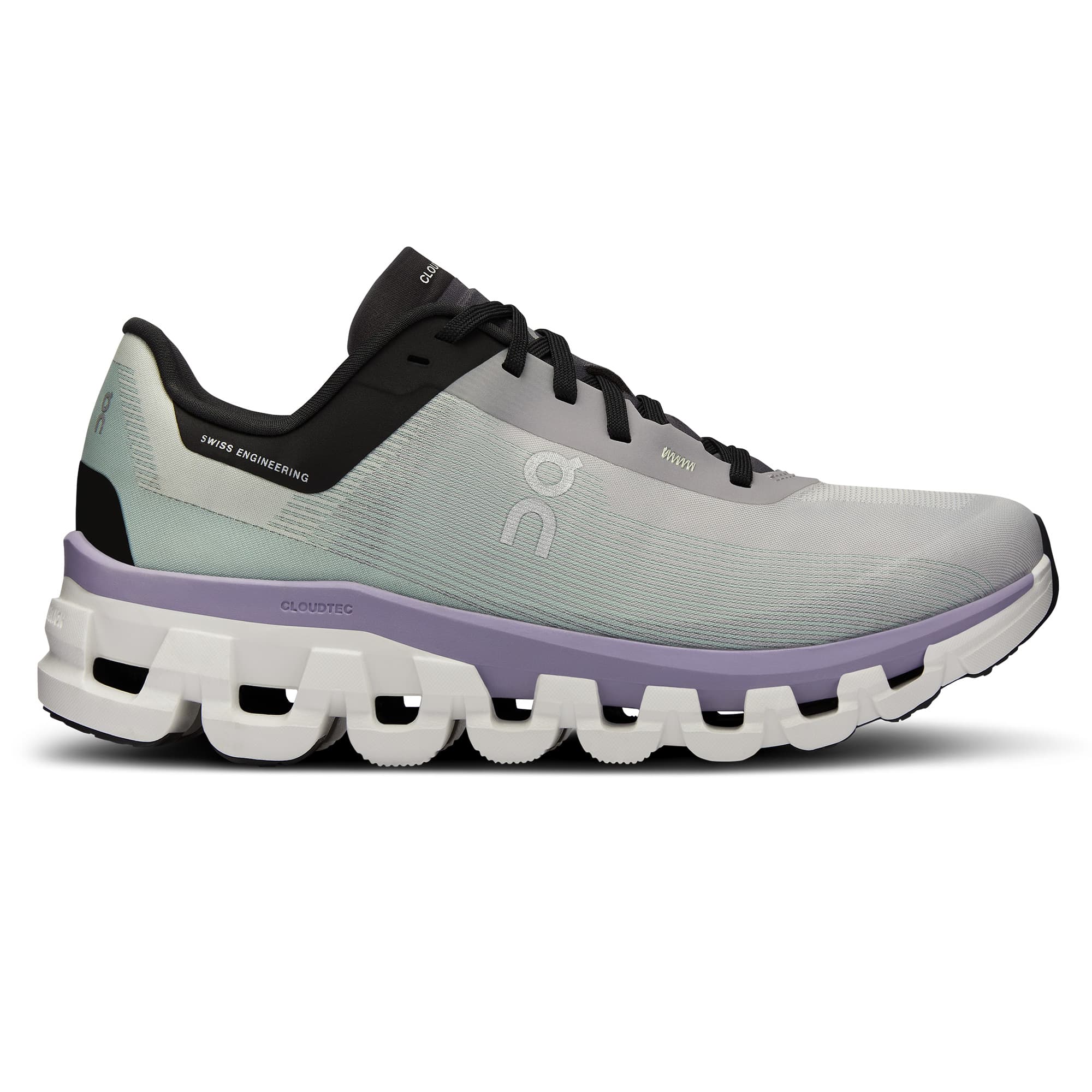 Right side view of the On Cloudflow 4 Fade-Wisteria women’s running shoe #color_fade-wisteria