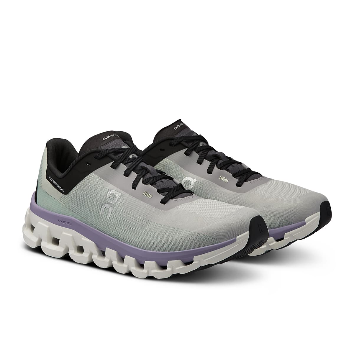 45-degree view of the On Cloudflow 4 Fade-Wisteria women’s running shoe 
