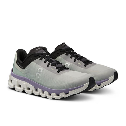45-degree view of the On Cloudflow 4 Fade-Wisteria women’s running shoe 