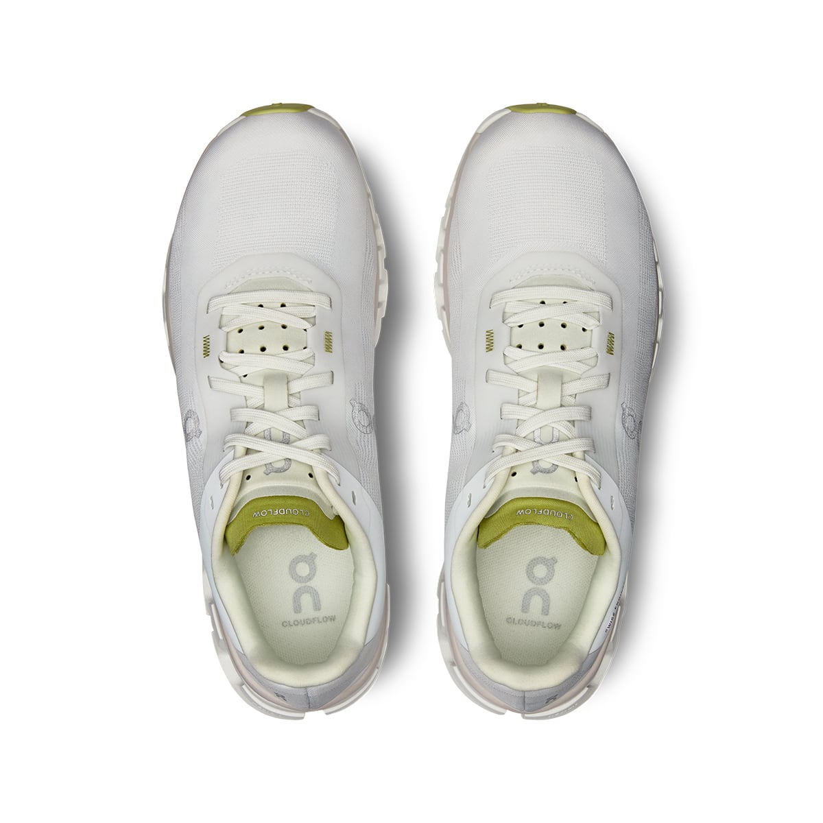 Top view of the On Cloudflow 4 White-Sand women’s running shoes 