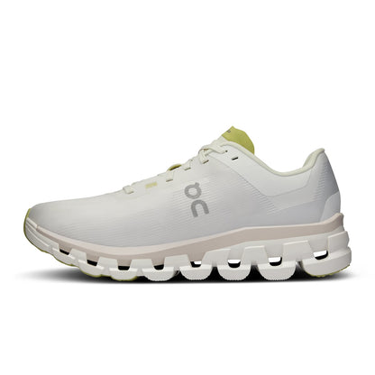 Left side view of the On Cloudflow 4 White-Sand women’s running shoe 