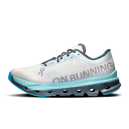 Left side view of the On Cloudflow 5 Arctic-Stone women’s running shoe 