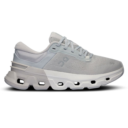Right side view of the On Cloudflyer 5 Glacier-Wolf women’s running shoe 