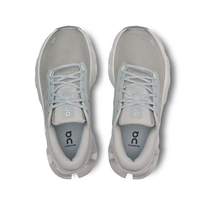 Top view of the On Cloudflyer 5 Glacier-Wolf women’s running shoes 