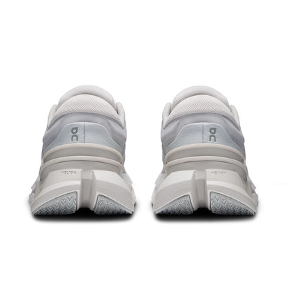 Back view of the On Cloudflyer 5 Glacier-Wolf women’s running shoe 