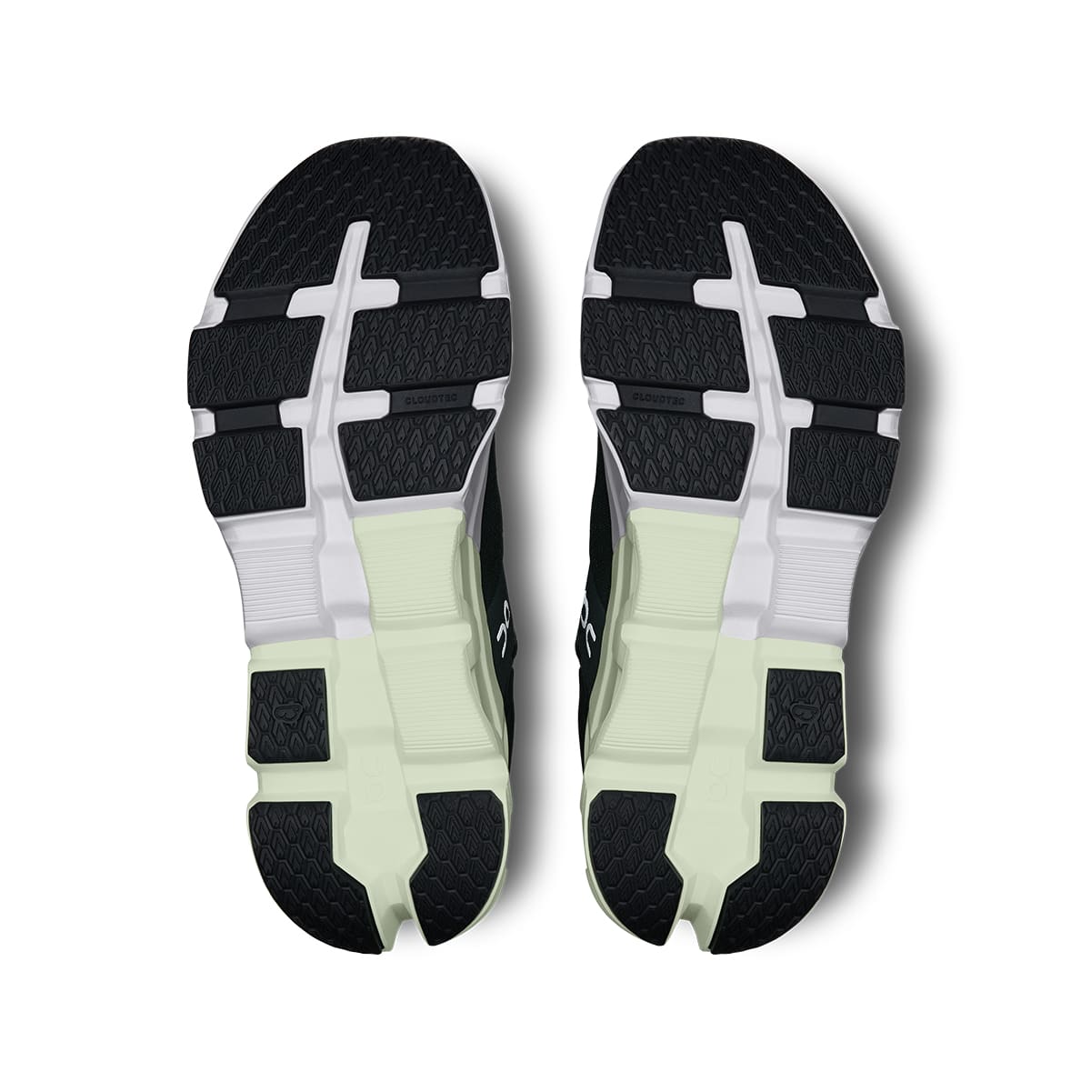 Soles of the On Cloudflyer 5 Jungle-Lima men’s running shoes #color_jungle-lima