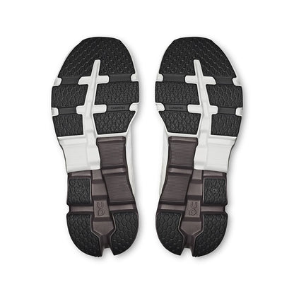 Soles of the On Cloudflyer 5 White-Pebble men’s running shoes 