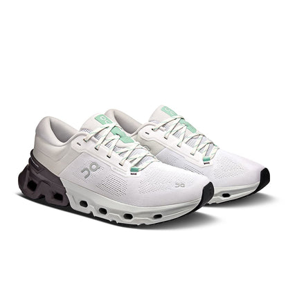 45-degree view of the On Cloudflyer 5 White-Pebble men’s running shoe 