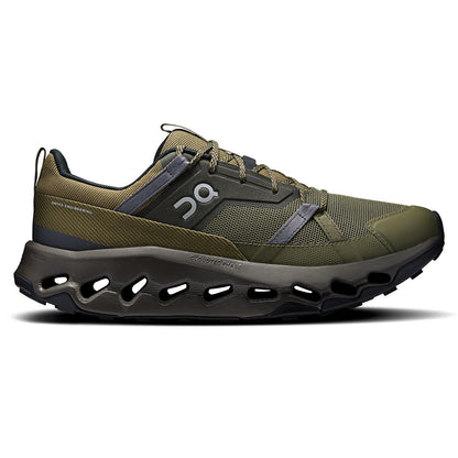 Right side view of the On Cloudhorizon Olive-Thorn men’s running shoe 