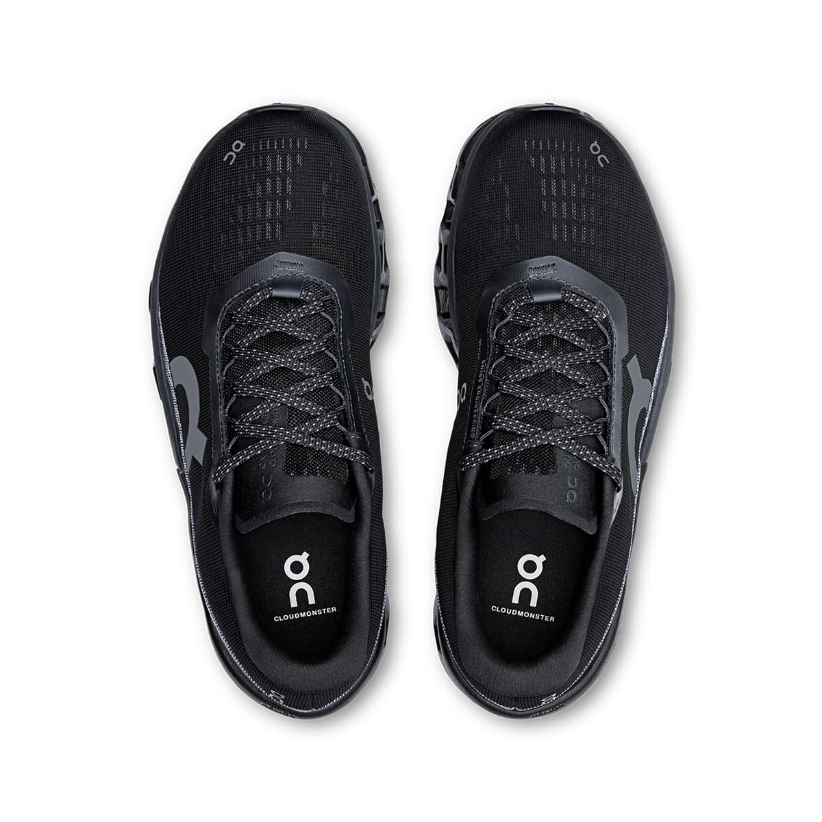 Top view of the On Cloudmonster 2 Black Eclipse women’s running shoes 