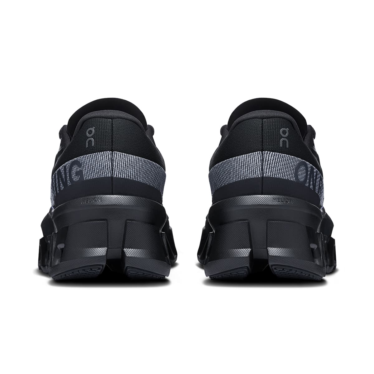 Back view of the On Cloudmonster 2 Black Eclipse women’s running shoe 
