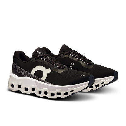 45-degree view of the On Cloudmonster 2 Black Frost women’s running shoe 