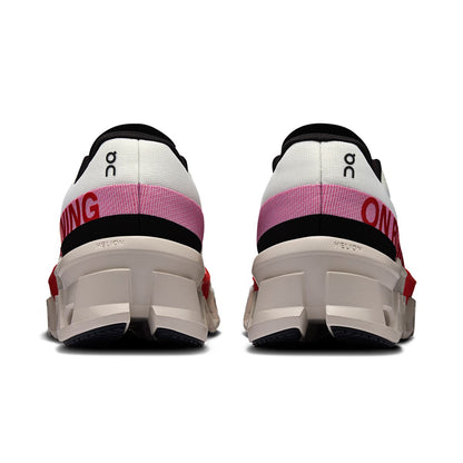 Back view of the On Cloudmonster 2 Ivory-Red women’s running shoe 