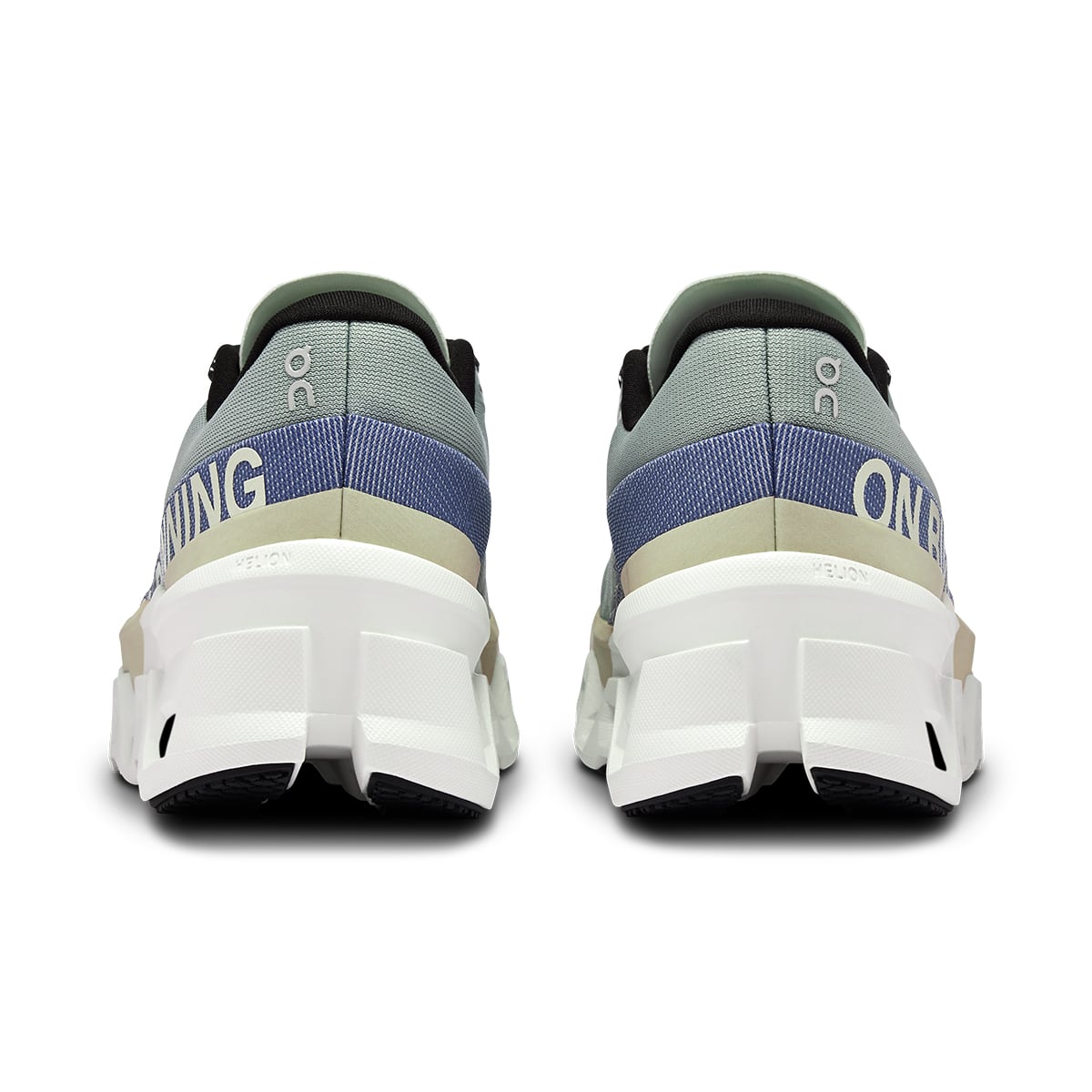 Back view of the On Cloudmonster 2 Mineral Aloe women’s running shoe 