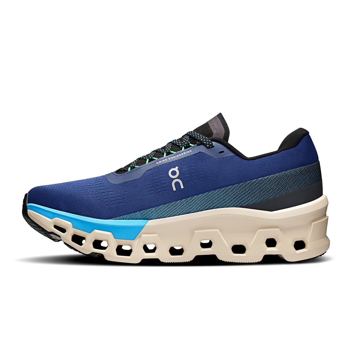 Left side view of the On Cloudmonster 2 Tempest Horizon men’s running shoe #color_tempest-horizon