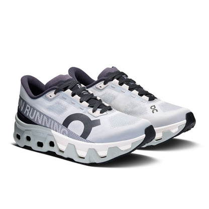 45-degree view of the On Cloudmonster Hyper Glacier Ivory women’s running shoe 