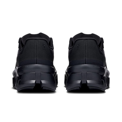Back view of the On Cloudmonster Void Black-Black women’s running shoe 