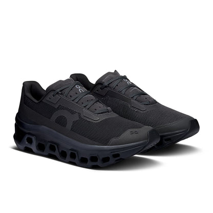 45-degree view of the On Cloudmonster Void Black-Black women’s running shoe 