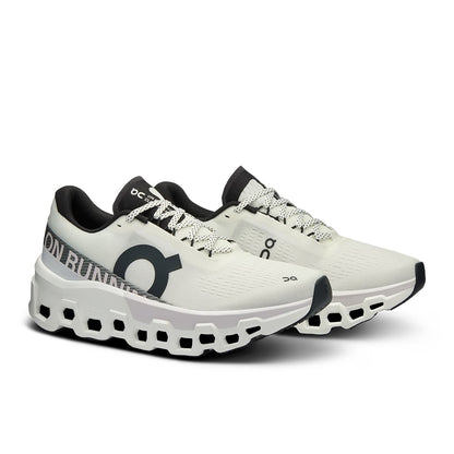 45-degree view of the On Cloudmonster 2 White-Frost women’s running shoe 