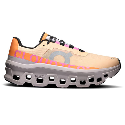 Right side view of the On Cloudmonster Blonde-Fade women’s running shoe 