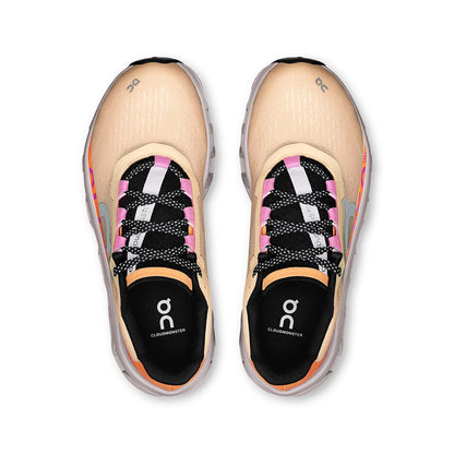 Top view of the On Cloudmonster Blonde-Fade women’s running shoes 