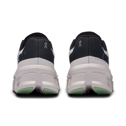 Back view of the On Cloudmonster Frost Black men's running shoe 